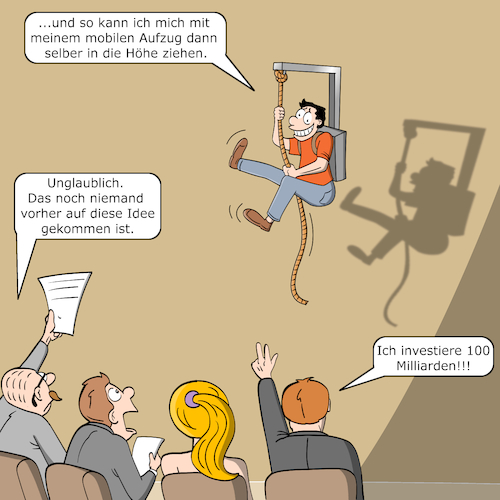 Cartoon: Höhle der Löwen (medium) by Cloud Science tagged elevator,pitch,hoehle,der,loewen,praesentation,startup,investoren,geschaeftsidee,investieren,investor,investment,investition,investitionen,geld,geldanlage,geldanlagen,kapital,kapitalanlage,kapitalanlagen,fiananzkapital,anleger,kapitalanleger,kapitalgeber,wirtschaftssubjekt,kapitalmarktakteur,finanzmarkt,spekulation,spekulanten,geschaeftstuechtig,geschaeftstuechtigkeit,idee,erfindung,erfindungen,erfinder,erfinderisch,erfinderschutz,erfindungsreichtum,erfindergeist,innovation,innovationen,innovativ,illustration,cartoon,ideen,vorfuehrung,bloedsinn,elevator,pitch,hoehle,der,loewen,praesentation,startup,investoren,geschaeftsidee,investieren,investor,investment,investition,investitionen,geld,geldanlage,geldanlagen,kapital,kapitalanlage,kapitalanlagen,fiananzkapital,anleger,kapitalanleger,kapitalgeber,wirtschaftssubjekt,kapitalmarktakteur,finanzmarkt,spekulation,spekulanten,geschaeftstuechtig,geschaeftstuechtigkeit,idee,erfindung,erfindungen,erfinder,erfinderisch,erfinderschutz,erfindungsreichtum,erfindergeist,innovation,innovationen,innovativ,illustration,cartoon,ideen,vorfuehrung,bloedsinn