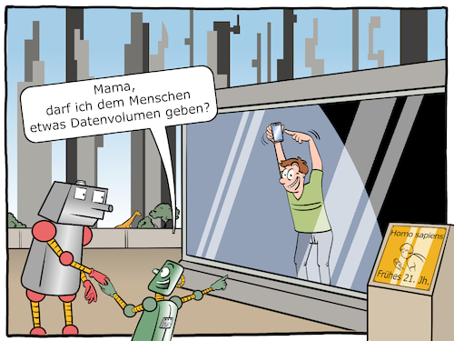 Cartoon: KI-Menschen-Zoo (medium) by Cloud Science tagged kuenstliche,intelligenz,ki,ai,digitalisierung,zukunft,zoo,sklaven,roboter,robotik,daten,datenvolumen,smartphone,digital,technologie,technik,algorithmen,disruption,transformation,wandel,internet,maschine,maschinen,homo,sapiens,computer,herrschaft,unterdrueckung,entwicklung,it,gesellschaft,wirtschaft,kuenstliche,intelligenz,ki,ai,digitalisierung,zukunft,zoo,sklaven,roboter,robotik,daten,datenvolumen,smartphone,digital,technologie,technik,algorithmen,disruption,transformation,wandel,internet,maschine,maschinen,homo,sapiens,computer,herrschaft,unterdrueckung,entwicklung,it,gesellschaft,wirtschaft