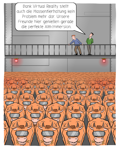 Cartoon: Landwirtschaft der Zukunft (medium) by Cloud Science tagged landwirtschaft,tiere,tierhaltung,stall,zukunft,technologie,5g,vr,virtuelle,realitaet,massentierhaltung,wohlbefinden,oeko,umwelt,greenpeace,digitalisierung,digital,it,tec,technik,immersion,bauernhof,zucht,kuehe,innovation,trend,future,disruption,landwirtschaft,tiere,tierhaltung,stall,zukunft,technologie,5g,vr,virtuelle,realitaet,massentierhaltung,wohlbefinden,oeko,umwelt,greenpeace,digitalisierung,digital,it,tec,technik,immersion,bauernhof,zucht,kuehe,innovation,trend,future,disruption