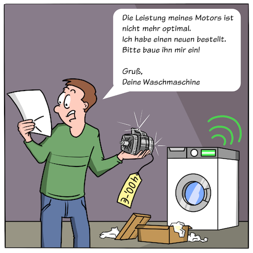 Cartoon: Predictive Maintenance (medium) by Cloud Science tagged smart,home,iot,internet,der,dinge,of,things,waschmaschine,digitalisierung,digital,technologie,technisch,technik,vernetzt,vernetzung,daten,analyse,analytik,predictive,maintenance,intelligenz,intelligent,data,cloud,bestellung,kosten,shop,business,automatisch,automatisierung,haus,sensoren,sensor,moeller,illustration,cartoon,industrie,40,smart,home,iot,internet,der,dinge,of,things,waschmaschine,digitalisierung,digital,technologie,technisch,technik,vernetzt,vernetzung,daten,analyse,analytik,predictive,maintenance,intelligenz,intelligent,data,cloud,bestellung,kosten,shop,business,automatisch,automatisierung,haus,sensoren,sensor,moeller,illustration,cartoon,industrie,40