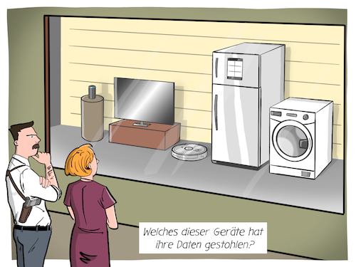 Cartoon: Smart Home (medium) by Cloud Science tagged smart,home,iot,internet,der,dinge,of,things,datensicherheit,big,data,cloud,sicherheit,daten,datenschutz,abhoeren,it,sensoren,ueberwachung,nsa,alexa,sprachassistent,staubsauger,kuehlschrank,tv,gegenueberstellung,polizei,digitalisierung,digital,cop,technik,technologie,tech,security,itsecurity,netzwerksicherheit,zukunft,datendiebstahl,smart,home,iot,internet,der,dinge,of,things,datensicherheit,big,data,cloud,sicherheit,daten,datenschutz,abhoeren,it,sensoren,ueberwachung,nsa,alexa,sprachassistent,staubsauger,kuehlschrank,tv,gegenueberstellung,polizei,digitalisierung,digital,cop,technik,technologie,tech,security,itsecurity,netzwerksicherheit,zukunft,datendiebstahl