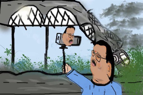 Cartoon: Mahad bridge falling (medium) by anupama tagged selfie,of,prakash,mehta