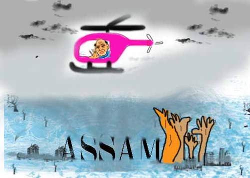Cartoon: Rajnath singh visit Assam (medium) by anupama tagged flood,visit