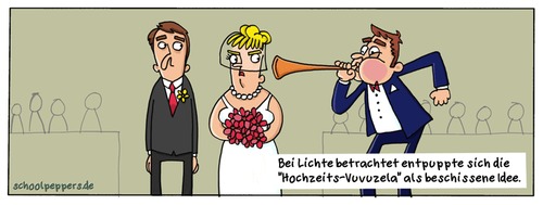 Cartoon: Schoolpeppers 161 (medium) by Schoolpeppers tagged ehe,hochzeit,vuvuzela