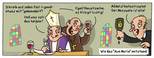 Cartoon: Schoolpeppers 252 (medium) by Schoolpeppers tagged kirche,gebet,lied,gedicht,alkohol