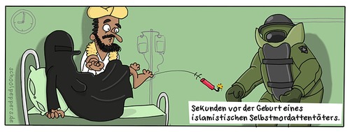 Cartoon: Schoolpeppers 279 (medium) by Schoolpeppers tagged islamismus,attentat,sprengstoff