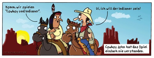 Cartoon: Schoolpeppers 283 (medium) by Schoolpeppers tagged cowboy,indianer,western