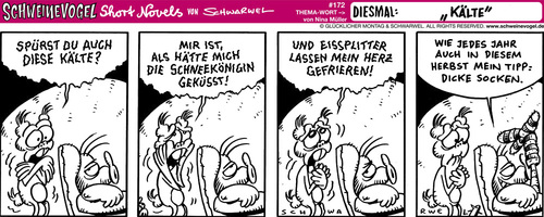 Cartoon: Schweinevogel Kälte (medium) by Schweinevogel tagged schwarwel,witz,cartoon,shortnovel,irondoof,kälte,schneekönigin,socken,winter