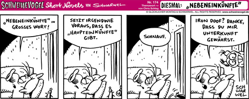 Cartoon: Schweinevogel Nebeneinkünfte (medium) by Schweinevogel tagged arbeit,geld,nebeneinkünfte,irondoof,shortnovel,cartoon,witz,schwarwel