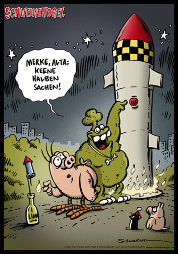 Cartoon: Schweinevogel Neues Jahr (medium) by Schweinevogel tagged feiertag,pinkel,raketen,silvester,jahr,neues,witzig,witz,sid,swampie,doof,iron,chwarwel,fun,funny,lustig