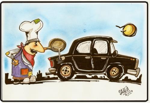 Cartoon: combustible eco (medium) by DANIEL EDUARDO VARELA tagged cocinero