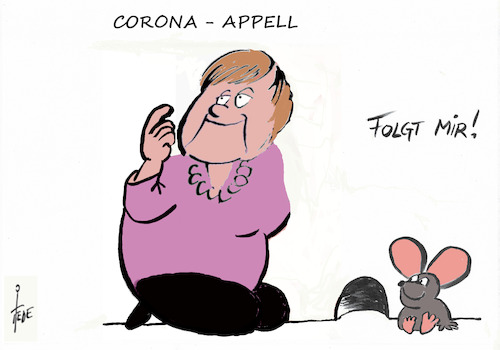 Cartoon: Corona-Appell (medium) by tiede tagged corona,appell,merkel,tiede,cartoon,karikatur,corona,appell,merkel,tiede,cartoon,karikatur