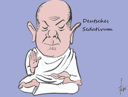 Cartoon: deutsches Sedativum (medium) by tiede tagged sedativum,scholz,kanzler,medizin,buddha,tiede,cartoon,sedativum,medizin,buddha,tiede,cartoon