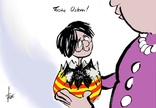 Cartoon: Katalanische Grüße (medium) by tiede tagged puigdemont,katalonien,spanien,merkel,tiede,cartoon,karikatur,puigdemont,katalonien,spanien,merkel,tiede,cartoon,karikatur
