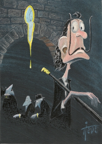 Cartoon: Salvador Dali (medium) by tiede tagged bildhauer,maler,lear,amanda,freud,gala,tiedemann,cartoon,surrealismus,salvador,dali,tiede,salvador dali,surrealismus,maler,bildhauer,salvador,dali