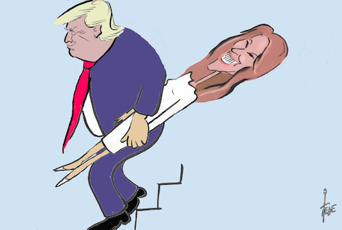 Cartoon: Trump exit (medium) by tiede tagged trump,exit,melania,usa,election,tiede,cartoon,karikatur,trump,exit,melania,usa,election,tiede,cartoon,karikatur
