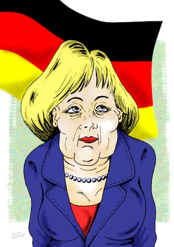 Cartoon: Angela Merkel (medium) by Guto Camargo tagged caricature
