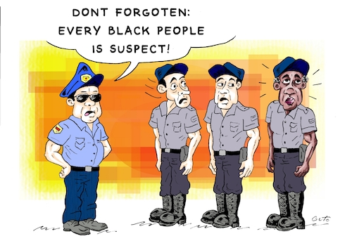 Cartoon: Racism in the police (medium) by Guto Camargo tagged racism