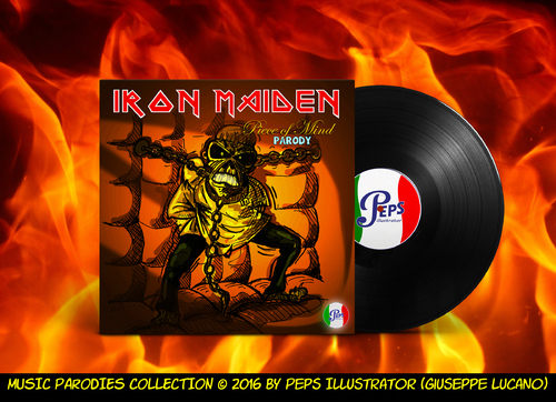 Cartoon: Iron Maiden Piece of Mind (medium) by Peps tagged parody,iron,maiden,eddie,monster,heavy,metal
