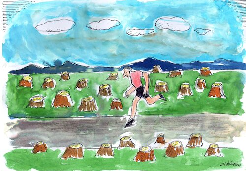 Cartoon: Runners (medium) by Zlatko Iv tagged natura,ecology,eilen,fitness,feiertag,park