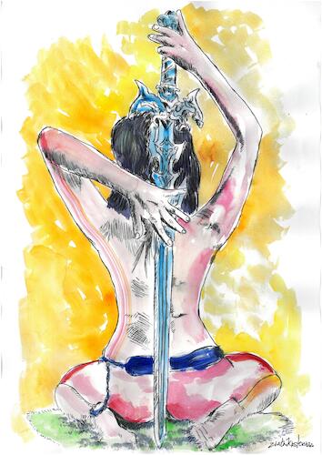 Cartoon: Yoga Samurai (medium) by Zlatko Iv tagged fitness,kunst,dassein,besuch,tanz,zentrum