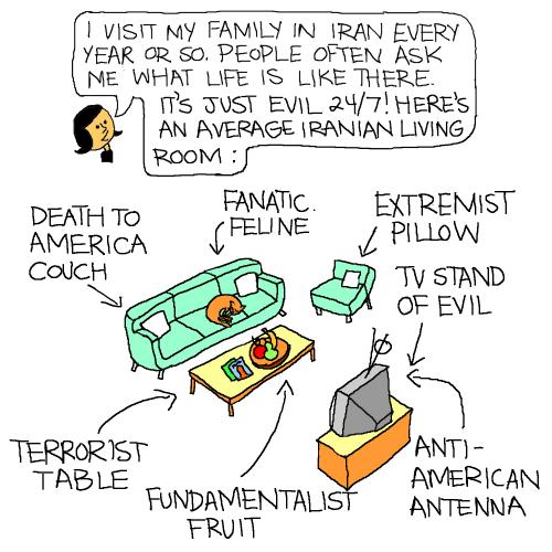 Cartoon: axis of evil (medium) by mfarmand tagged axisofevil,iran,autobiographical,livingroom