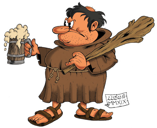 Cartoon: Friar Tuck (medium) by Ludus tagged friartuck,beer