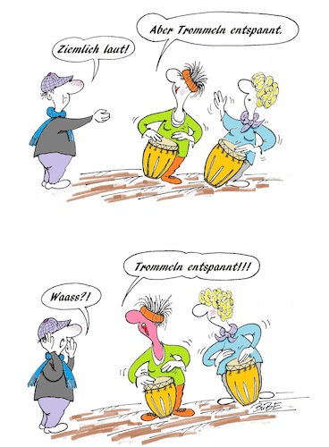Cartoon: Trommeln (medium) by BuBE tagged trommeln,entspannung,musik,entspannen,erregung,freizeit