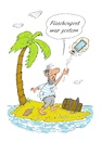 Cartoon: Flaschenpost (small) by BuBE tagged handy,einsam,insel,schiffbruch,nachricht,senden,ozean,meer
