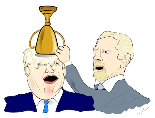 Cartoon: 2 x Boris (medium) by Jochen N tagged becker,johnson,brexit,tories,england,uk,eu,premier,pokal,pokale,pleite,tennis,wimbledon