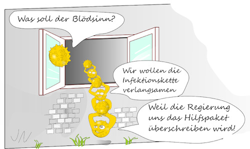 Cartoon: Corona Räuberleiter (medium) by Jochen N tagged raub,räuber,infekt,hilfspaket,leiter,fenster,regierung,coronavirus,virus,viren,ansteckung,anstecken,covid,19,krank,pandemie