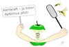 Cartoon: Kernaussage Freiheitsrechte (small) by Jochen N tagged apfel,kern,kernaussage,freiheit,freiheitsrechte,bürgerrechte,grundrechte,demo,kernkraft,atom,wespe,wespen,fliegenklatsche,apfelmus