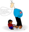 Cartoon: Lobeslied (small) by Jochen N tagged lobeslied,lob,kinderarbeit,kind,flüchtlinge,afd,schuh,schuhe,binden,maik,gehorsam,erziehung,anerziehen,diskriminierung,abwertung,demütigung