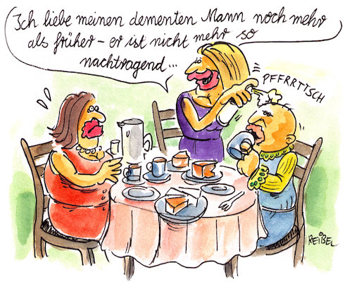 Cartoon: dement (medium) by REIBEL tagged kaffeeklatsch,besuch,kaffee,kuchen,mann,frau,sahne,demenz,dement,besprühen,nachtragend,kaffeeklatsch,besuch,kaffee,kuchen,mann,frau,sahne,demenz,dement,besprühen,nachtragend