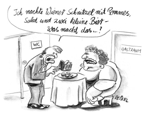 Cartoon: gebührenordnung (medium) by REIBEL tagged klo,toilette,gebühr,geschäft,wc,putzfrau,geld,gast,restaurant,essen,dinner,klo,toilette,gebühr,geschäft,wc,putzfrau,geld,gast,restaurant,essen,dinner