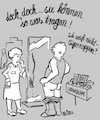 Cartoon: Stilberatung (small) by REIBEL tagged sex,kondom,mode,kaufhaus,verkäuferin,beratung,spiegel,noppen,test,anprobe,kaufen,ware,wühltisch