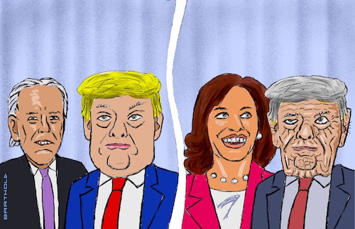 Cartoon: Age is Relative (medium) by Barthold tagged america,usa,presidential,election,2024,campaign,battle,for,votes,handicap,age,joe,biden,donald,trump,artificially,aged,kamala,harris,cartoon,caricature,barthold,america,usa,presidential,election,2024,campaign,battle,for,votes,handicap,age,joe,biden,donald,trump,artificially,aged,kamala,harris,cartoon,caricature,barthold