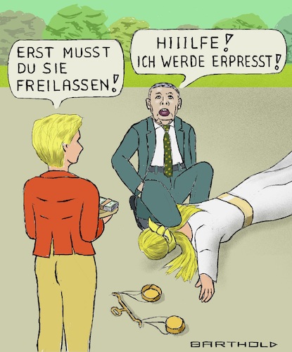 Cartoon: Coronahilfen für Polen (medium) by Barthold tagged jaroslaw,kaczynski,vizeministerpräsident,polen,ursula,leyen,kommissionspräsidentin,eu,rechtsstaatlichkeit,druckmittel,coronahilfen,vorwurf,erpressung,unabhängigkeit,justiz,cartoon,karikatur,barthold,jaroslaw,kaczynski,vizeministerpräsident,polen,ursula,leyen,kommissionspräsidentin,eu,rechtsstaatlichkeit,druckmittel,coronahilfen,vorwurf,erpressung,unabhängigkeit,justiz,cartoon,karikatur,barthold