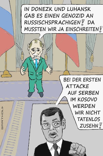 Cartoon: Dem großen Vorbild folgen (medium) by Barthold tagged serbien,kosovo,konflikt,serbische,minderheit,putin,motivation,intervention,donezk,luhansk,angeblicher,völkermord,vergleich,aleksandar,vucic,mobilisierung,truppen,konzentration,grenze,drohung,cartoon,karikatur,barthold,serbien,kosovo,konflikt,serbische,minderheit,putin,motivation,intervention,donezk,luhansk,angeblicher,völkermord,vergleich,aleksandar,vucic,mobilisierung,truppen,konzentration,grenze,drohung,cartoon,karikatur,barthold