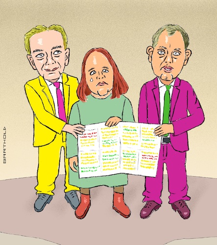 Cartoon: Ergebn. Koalitionsausschuss (medium) by Barthold tagged ergebnisse,koalitionsausschuss,ampel,märz,2023,handschrift,fdp,christian,lindner,ricarda,lang,lars,klingbeil,pressekonferenz,cartoon,karikatur,barthold,ergebnisse,koalitionsausschuss,ampel,märz,2023,handschrift,fdp,christian,lindner,ricarda,lang,lars,klingbveil,pressekonferenz,cartoon,karikatur,barthold