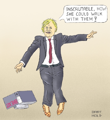 Cartoon: Johnson Head of Tories (medium) by Barthold tagged boris,johnson,head,party,tories,conservatives,prime,minister,brexit,pumps,leopard,design,lever,arch,file