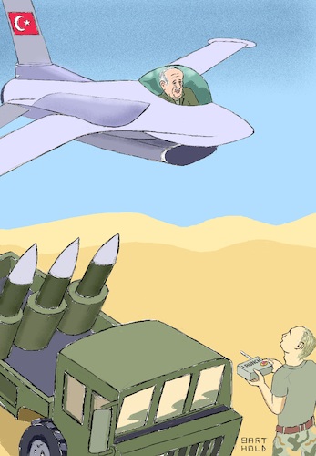 Cartoon: Kamikaze (medium) by Barthold tagged turkish,invasion,north,syria,withdrawal,american,troops,donald,trump,betrayal,kurds,army,operation,fsa,sdf,ypg,wladimir,putin,recep,tayyip,erdogan,sam,launching,system,warplane