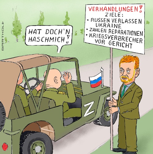 Cartoon: Mister Wolkenkuckucksheim (medium) by Barthold tagged michael,kretschmer,ministerpräsident,sachsen,realitätsferne,aufrufe,verhandlungen,friedensverhandlungen,schild,rückgabe,besetzte,gebiete,reparationszahlungen,verfolgung,kriegsverbrecher,jeep,russische,soldaten,generäle,cartoon,karikatur,barthold,michael,kretschmer,ministerpräsident,sachsen,realitätsferne,aufrufe,verhandlungen,friedensverhandlungen,schild,rückgabe,besetzte,gebiete,reparationszahlungen,verfolgung,kriegsverbrecher,jeep,russische,soldaten,generäle,cartoon,karikatur,barthold