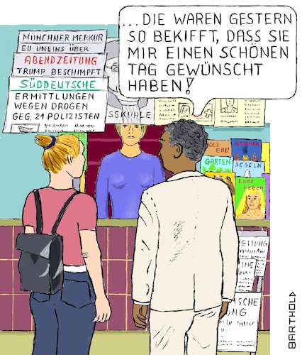 Cartoon: Polizei erst Hetze jetzt Drogen (medium) by Barthold tagged polizei,rechte,chatgruppen,nrw,nordrheinwestphalen,nazihetze,rassismus,münchen,drogendelikte,strafvereitelung,verfolgung,unbescholtener,unschuldiger,ermittlungen,hausdurchsuchungen,zeitungskiosk,farbiger,bekiffte,beamte,karikatur,barthold,polizei,rechte,chatgruppen,nrw,nordrheinwestphalen,nazihetze,rassismus,münchen,drogendelikte,strafvereitelung,verfolgung,unbescholtener,unschuldiger,ermittlungen,hausdurchsuchungen,zeitungskiosk,farbiger,bekiffte,beamte,karikatur,barthold