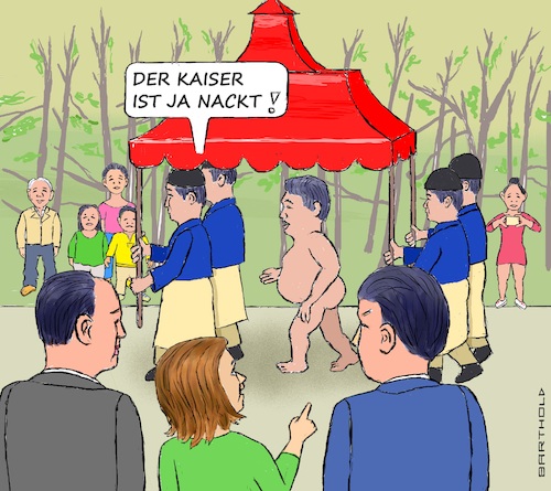 Cartoon: Xi in seinem Demokratie-Ornat (medium) by Barthold tagged annalena,baerbock,interview,usa,fox,news,bezeichnung,xi,jinping,diktator,diplomatische,verstimmung,märchen,christian,andersen,kaiser,kaisers,neue,kleider,cartoon,karikatur,barthold,annalena,baerbock,interview,usa,fox,news,bezeichnung,xi,jinping,diktator,diplomatische,verstimmung,märchen,christian,andersen,kaisers,neue,kleider,cartoon,karikatur,barthold