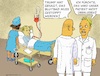 Cartoon: Russische Ärzte in Sorge (small) by Barthold tagged trump,ziel,waffenstillstand,ukraine,ankündigung,telefonat,mai,19,2025,putin,militärischer,sieg,gebietsgewinne,krankenbett,infusion,ukrainisches,blut,ärzte,dialog,unterhaltung,cartoon,karikatur,barthold