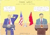 Cartoon: Trade War? (small) by Barthold tagged donald,trump,xi,jinping,confusion,confusionism,confucianism,lectern,speachers,desk,flag,trade,war,doctrine,china,usa,united,states,america