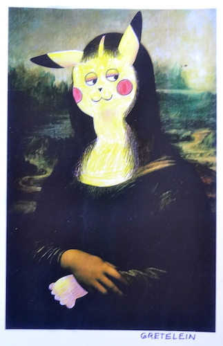 Cartoon: pokolisa die einmalige (medium) by katzen-gretelein tagged pokemon,monalisa,kunst,museum,malerei