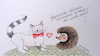 Cartoon: gegensätze wirken anziehend ... (small) by katzen-gretelein tagged katze,igel,liebe,tierwelt,partnerschaft