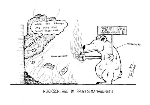 Cartoon: Rückschläge im Prozessmanagement (medium) by tomdoodle tagged business,prozess,management,process,it